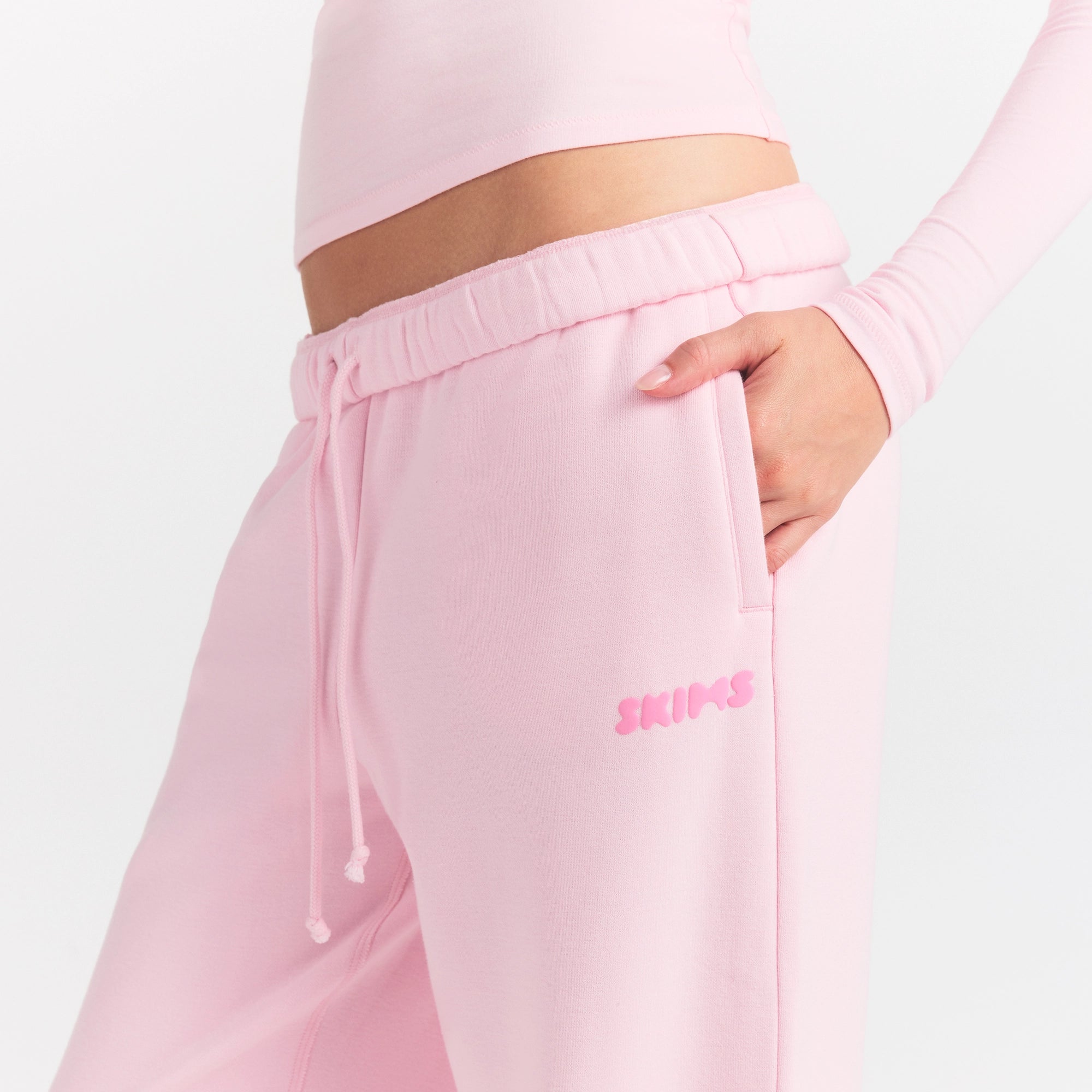 cotton fleece straight leg pant with embossed logo cotton fleece straight leg pant with embossed logo