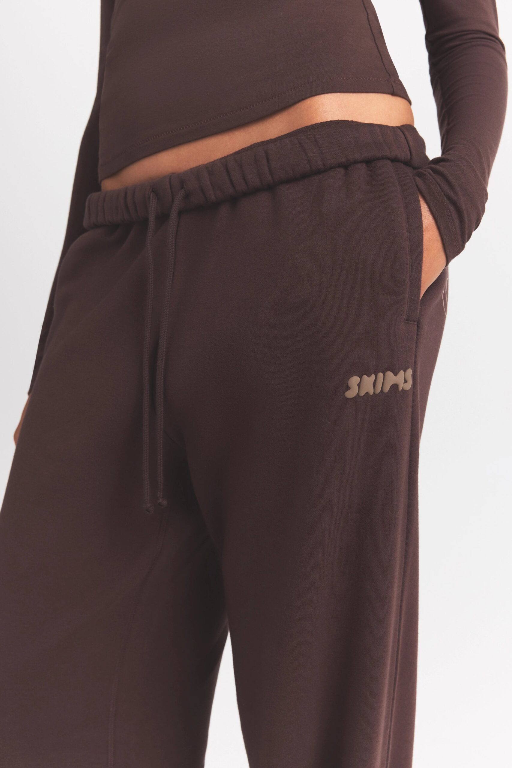 cotton fleece straight leg pant with embossed logo cotton fleece straight leg pant with embossed logo