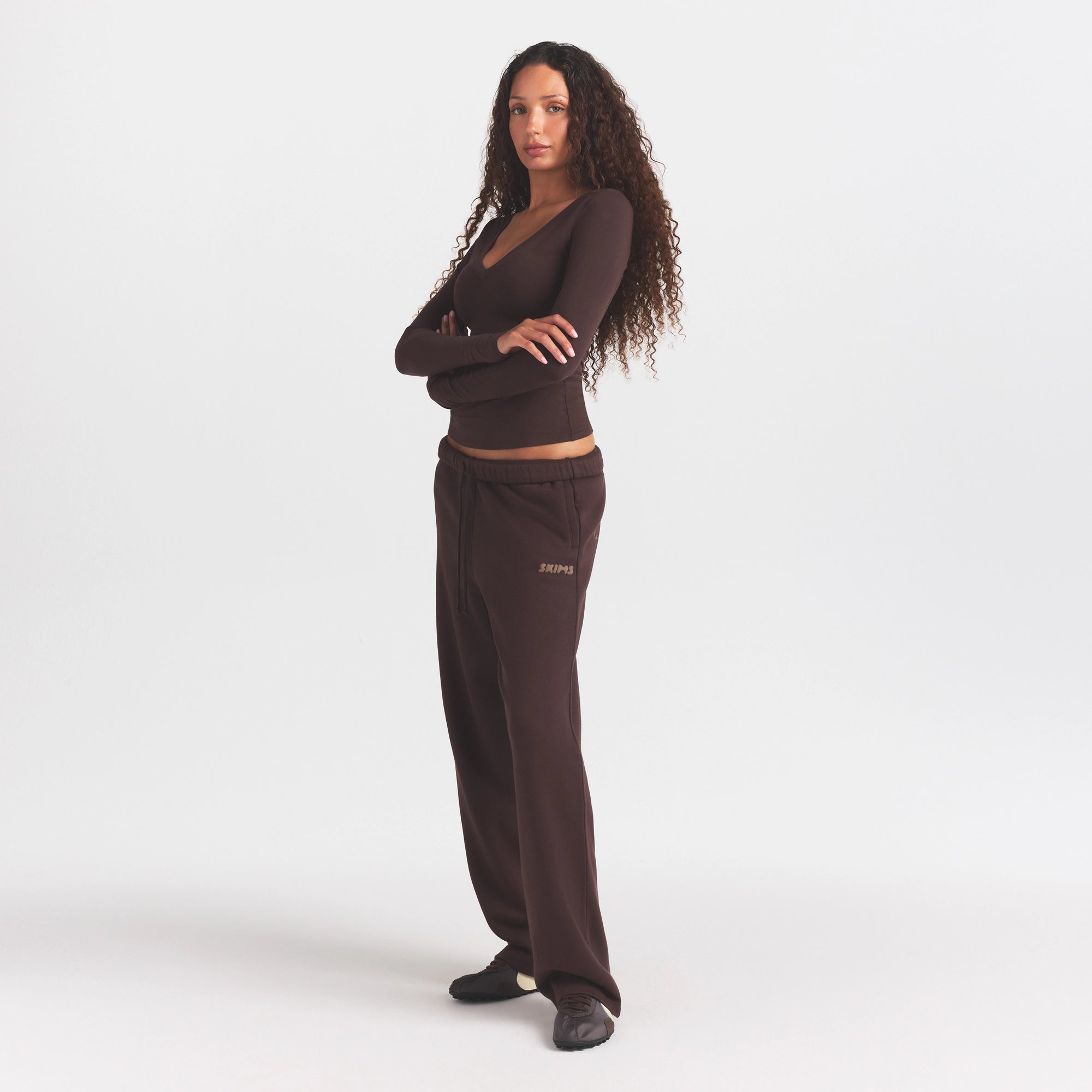 cotton fleece straight leg pant with embossed logo cotton fleece straight leg pant with embossed logo