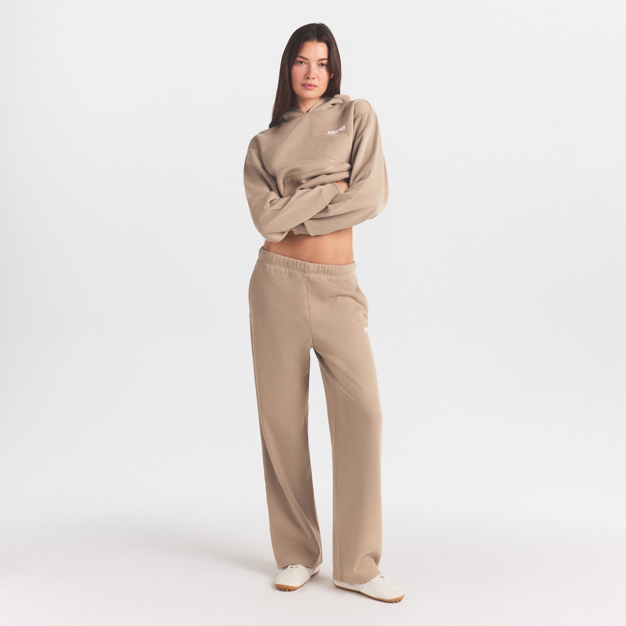 cotton fleece straight leg pant with embossed logo cotton fleece straight leg pant with embossed logo