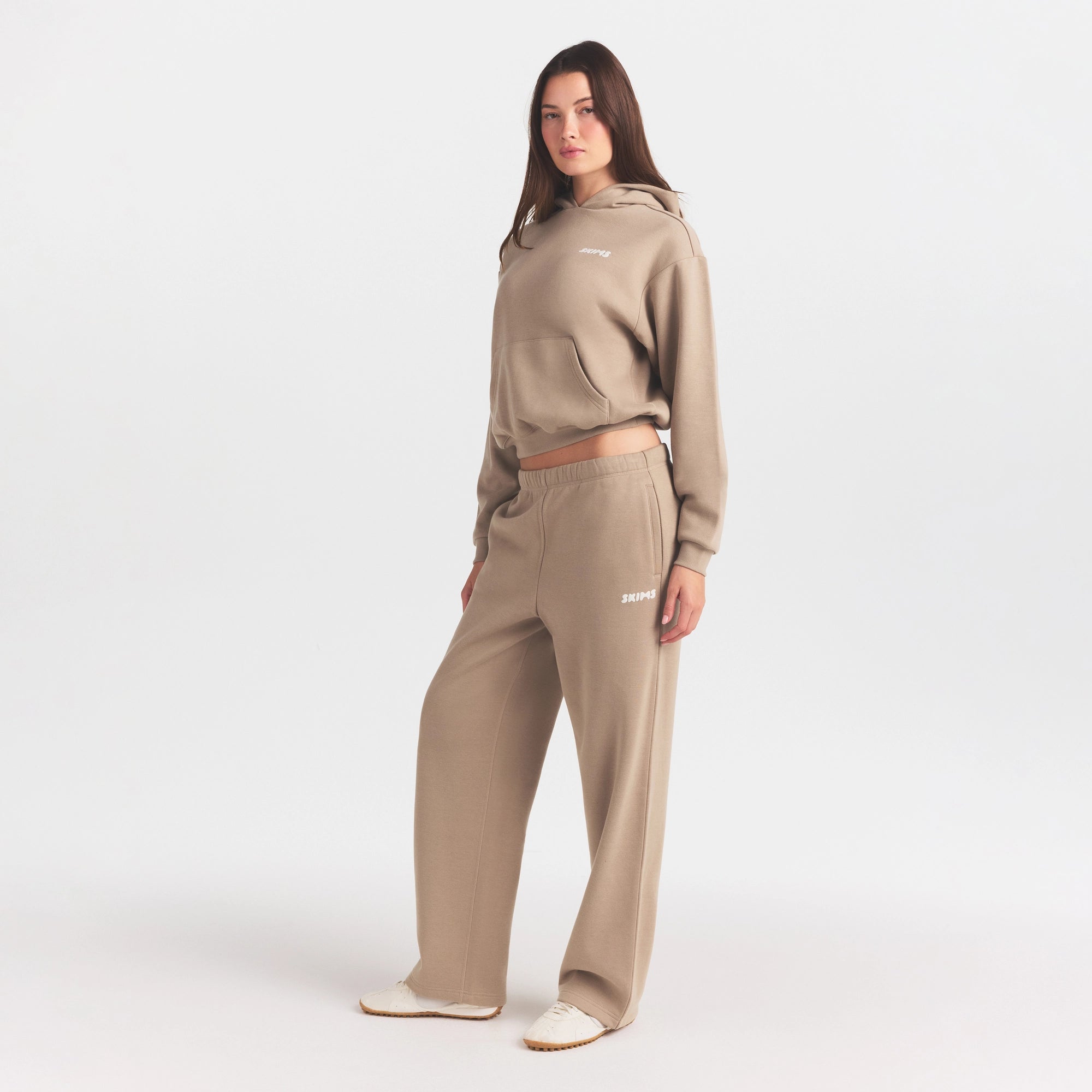 cotton fleece straight leg pant with embossed logo cotton fleece straight leg pant with embossed logo