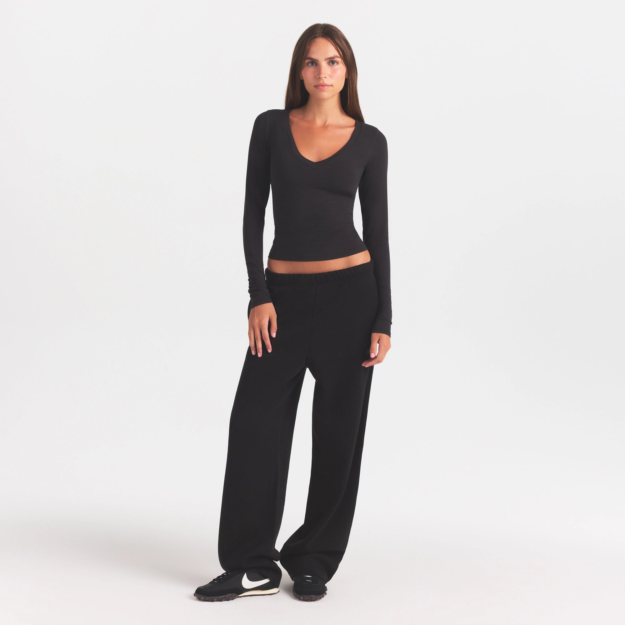 cotton fleece straight leg pant with embossed logo cotton fleece straight leg pant with embossed logo