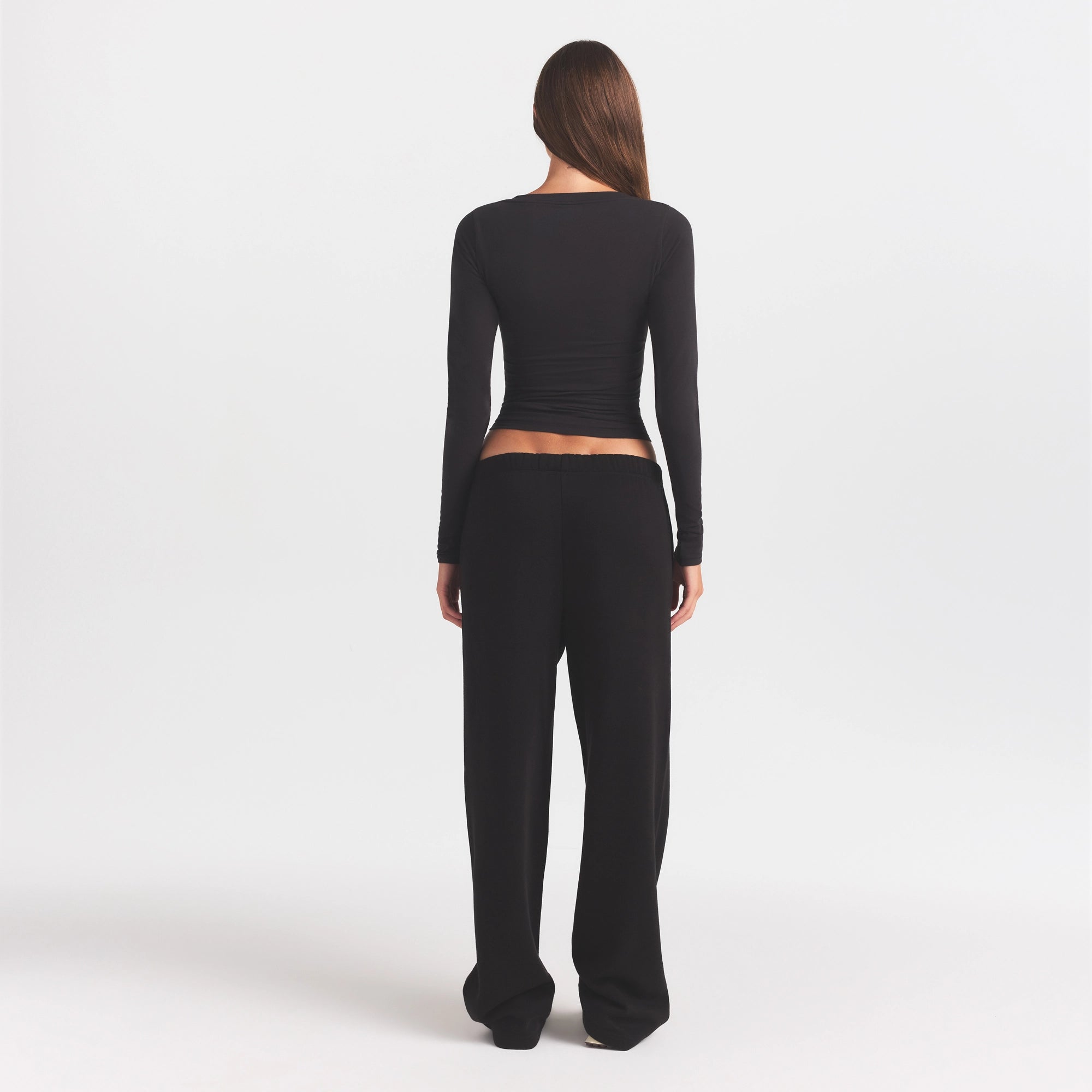 cotton fleece straight leg pant with embossed logo cotton fleece straight leg pant with embossed logo