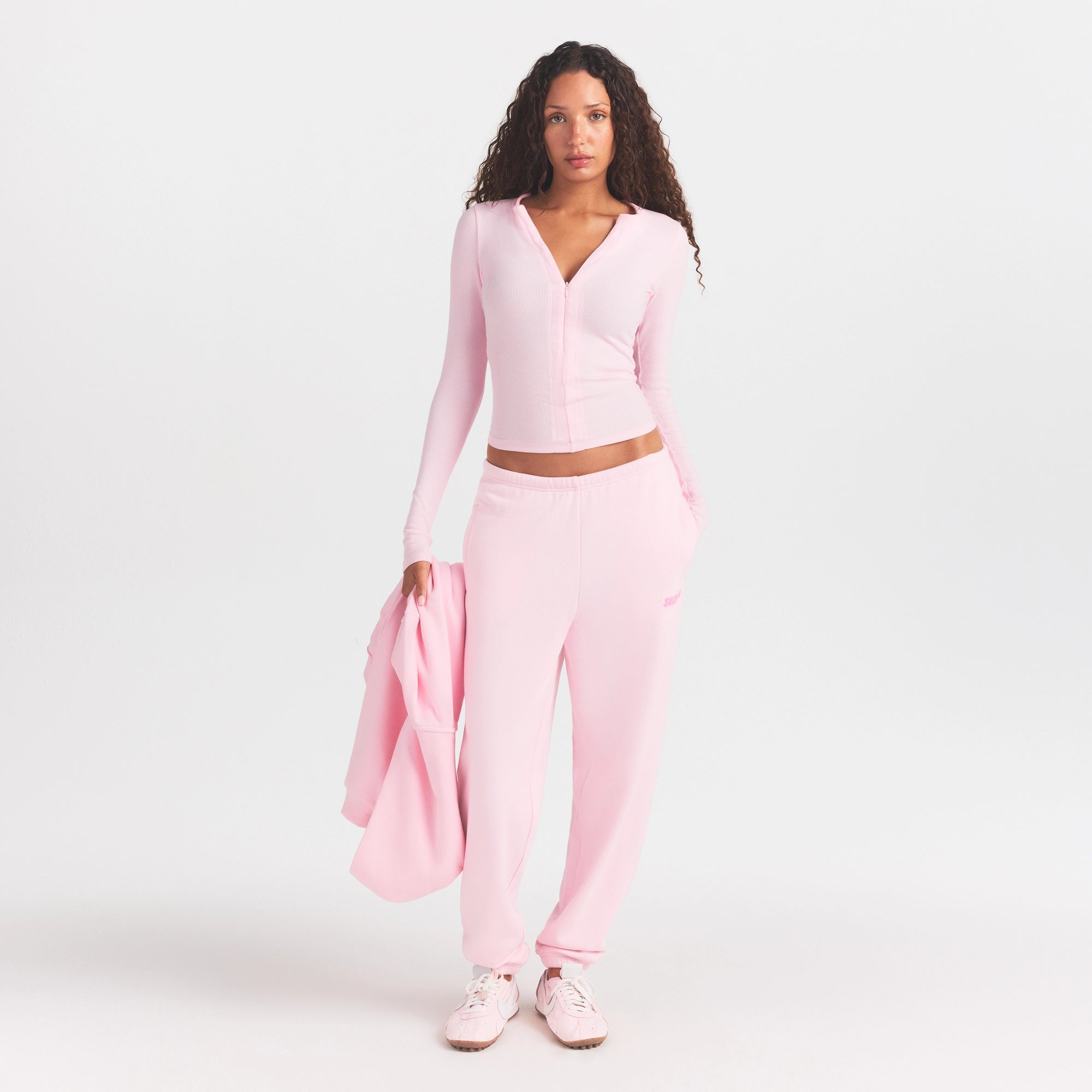 cotton fleece jogger with embossed logo cotton fleece jogger with embossed logo