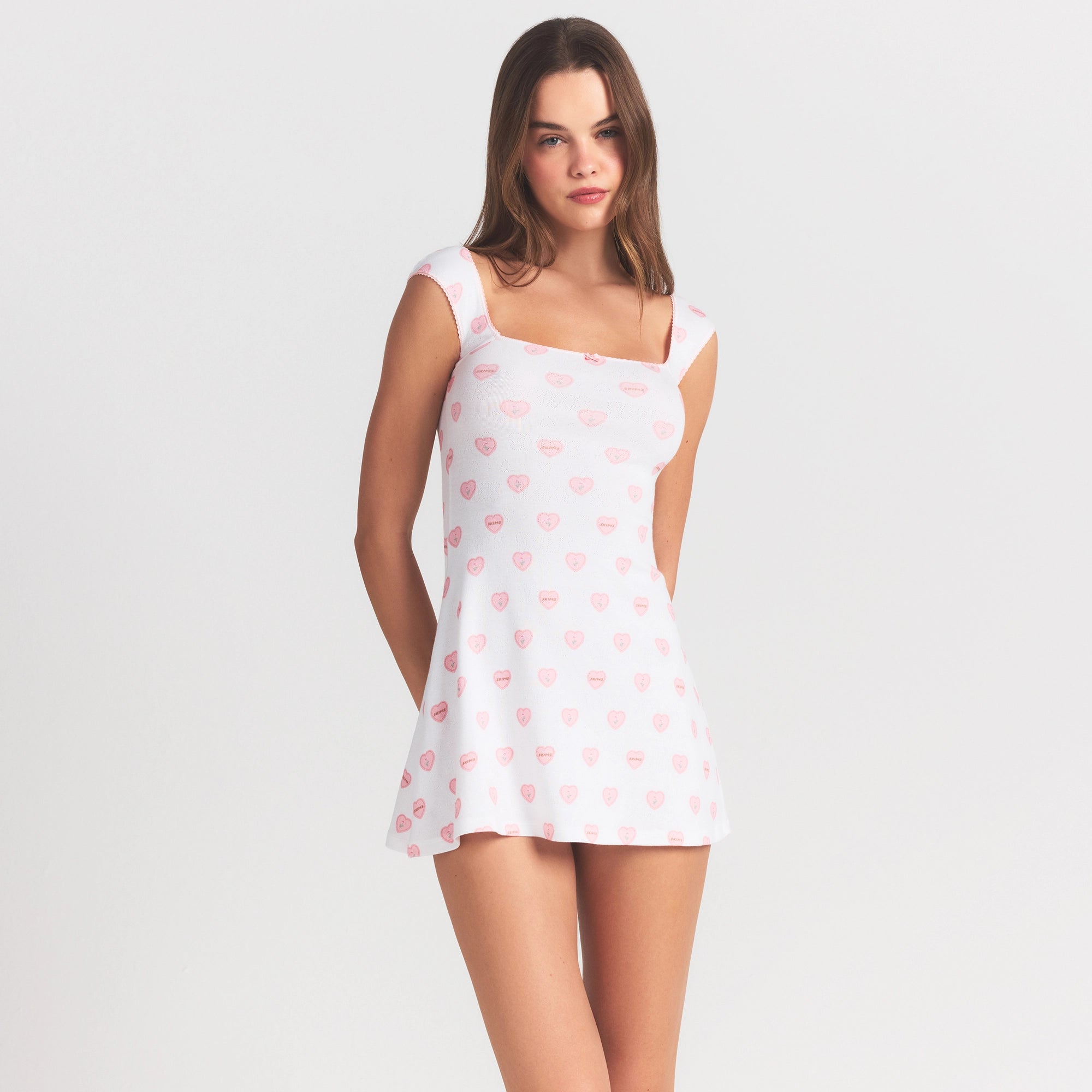 logo pointelle mini dress logo pointelle mini dress