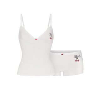 Home lightweight cotton logo picot cami and boy short set