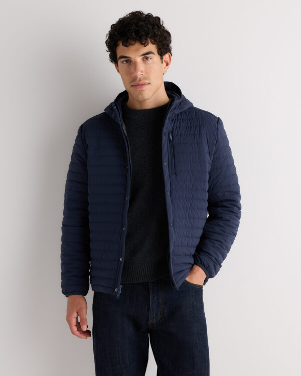 responsible down hooded quilted jacket
