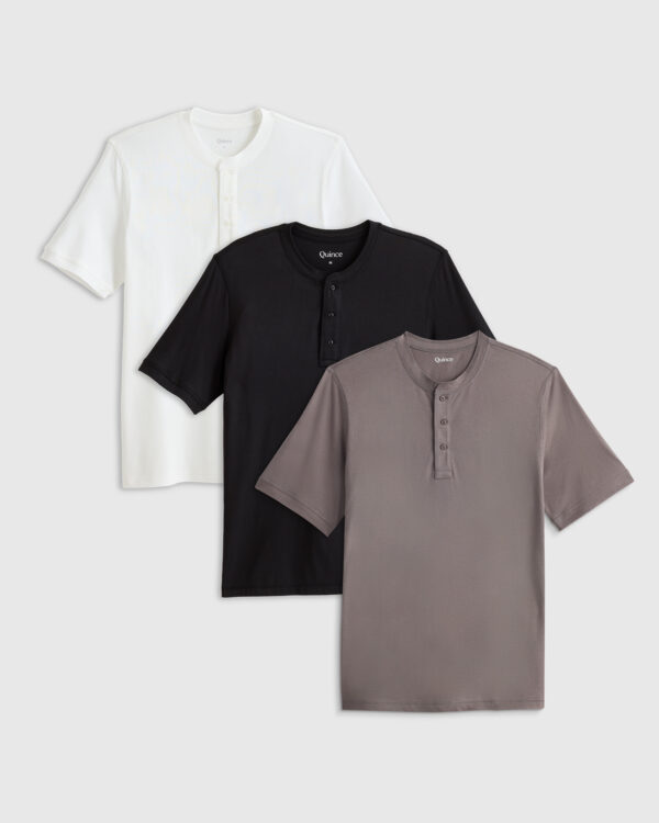 men's cotton modal short sleeve henley tee 3 pack bundle