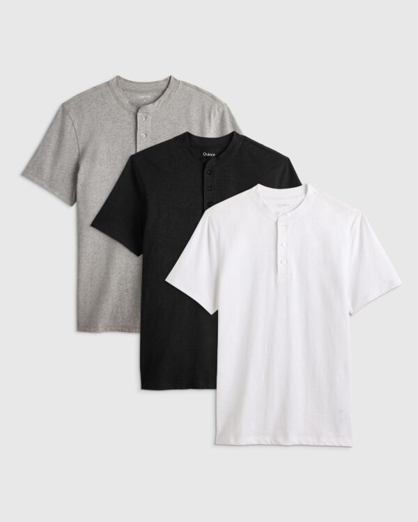 men's organic cotton slub henley tee 3 pack bundle
