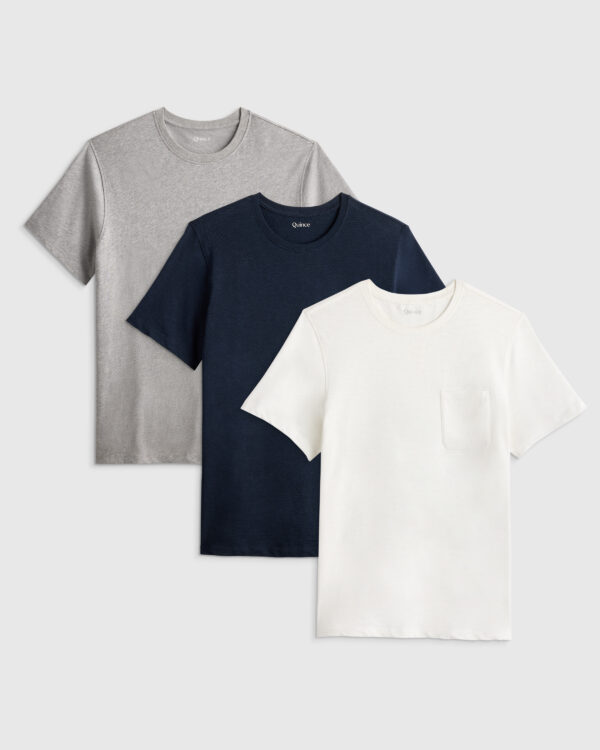 men's 100% organic cotton slub pocket tee 3 pack bundle
