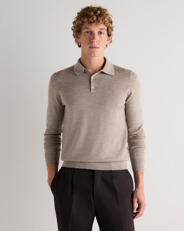 worsted merino wool polo sweater