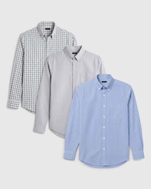 organic cotton stretch poplin shirt 3 pack bundle