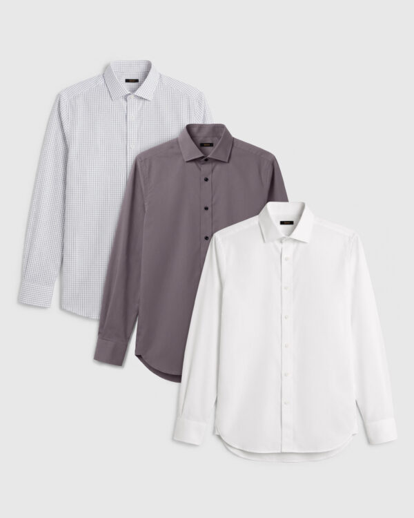 organic cotton stretch poplin dress shirt 3 pack bundle