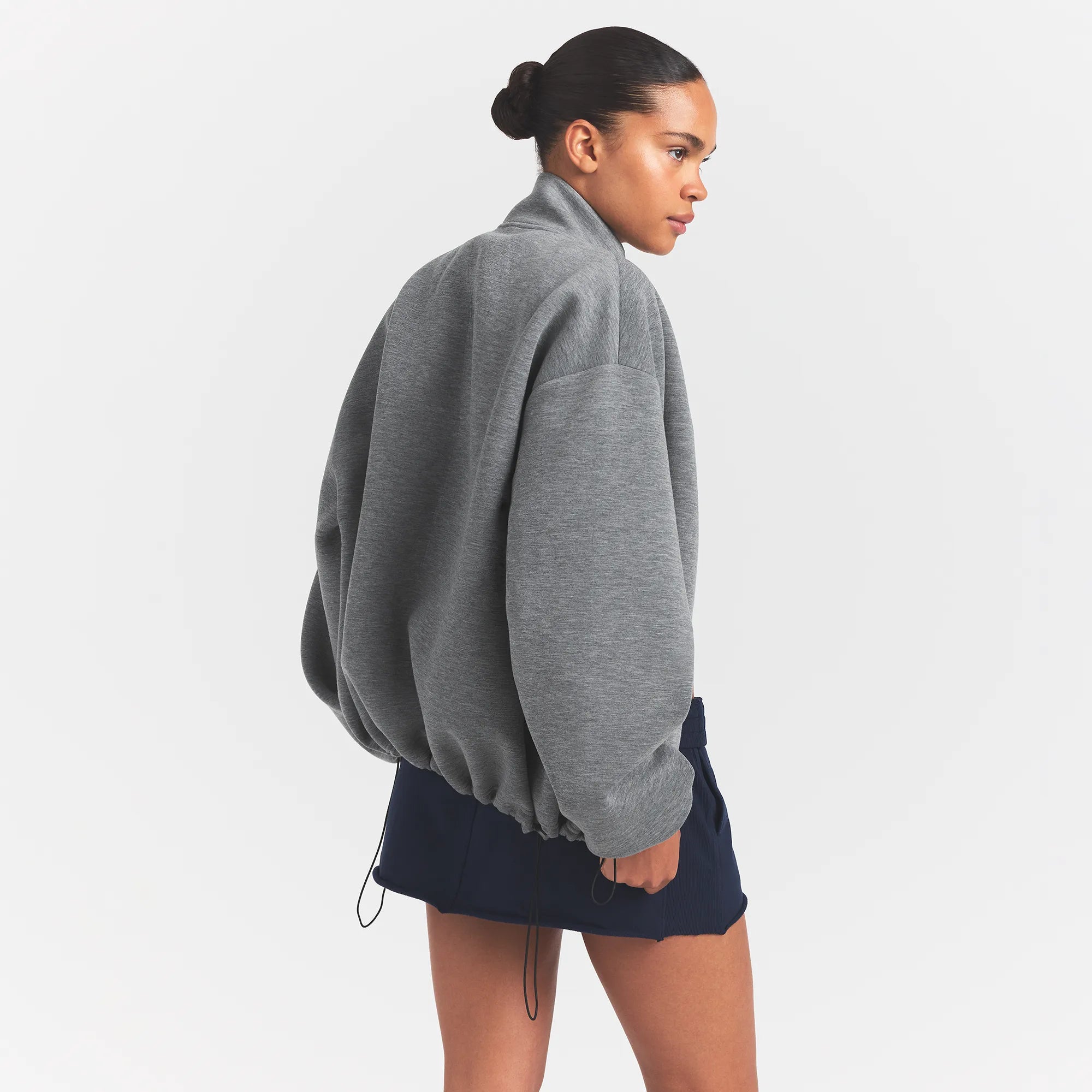 neoprene outerwear oversized mock neck jacket neoprene outerwear oversized mock neck jacket
