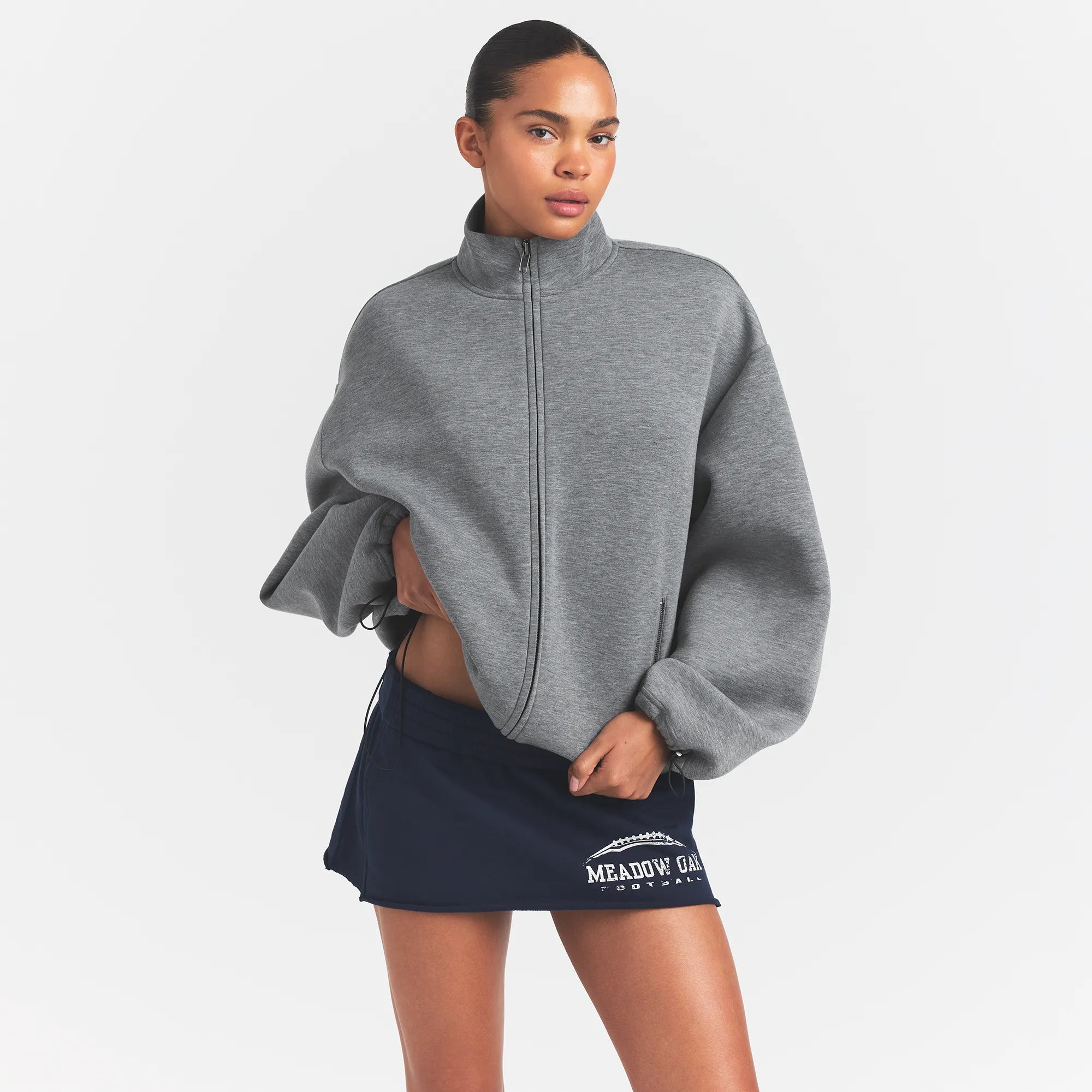 neoprene outerwear oversized mock neck jacket neoprene outerwear oversized mock neck jacket