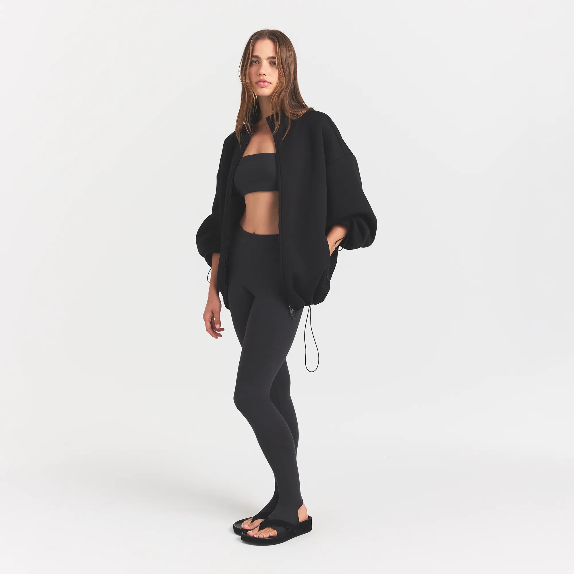 neoprene outerwear oversized mock neck jacket neoprene outerwear oversized mock neck jacket