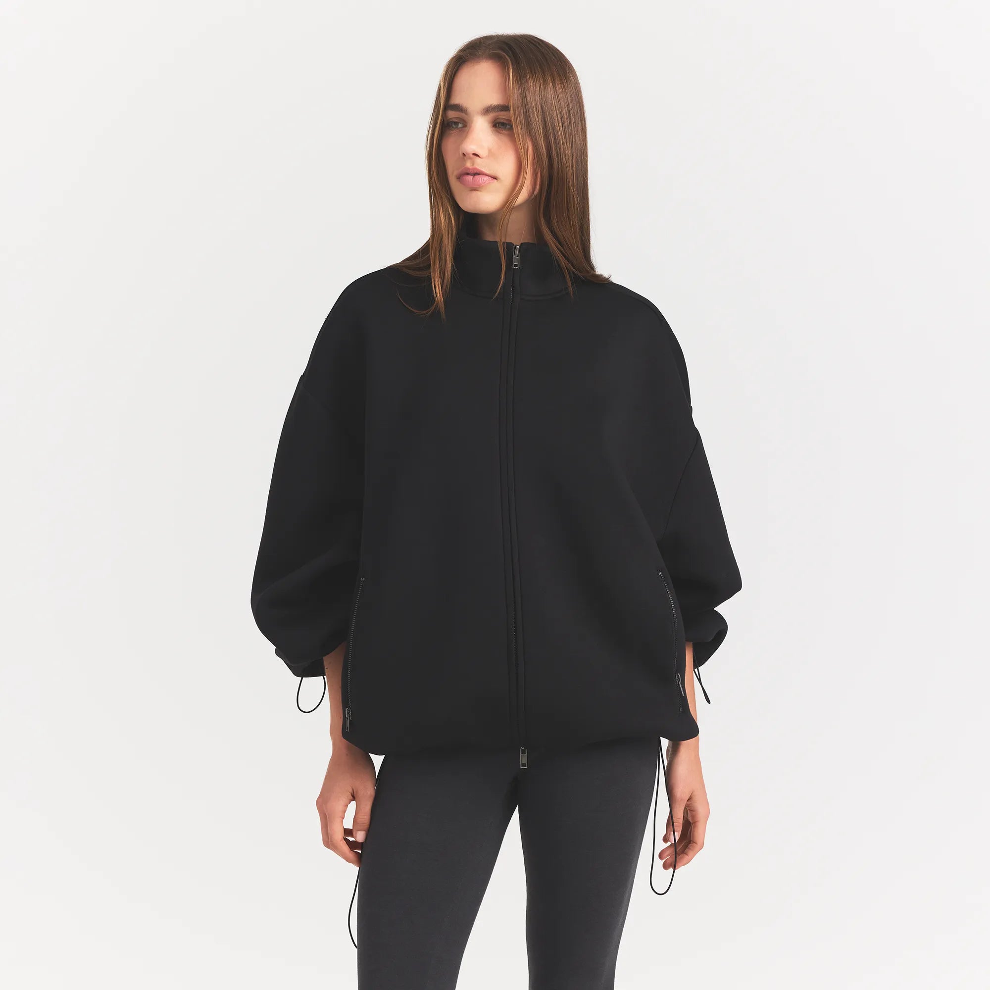 neoprene outerwear oversized mock neck jacket neoprene outerwear oversized mock neck jacket