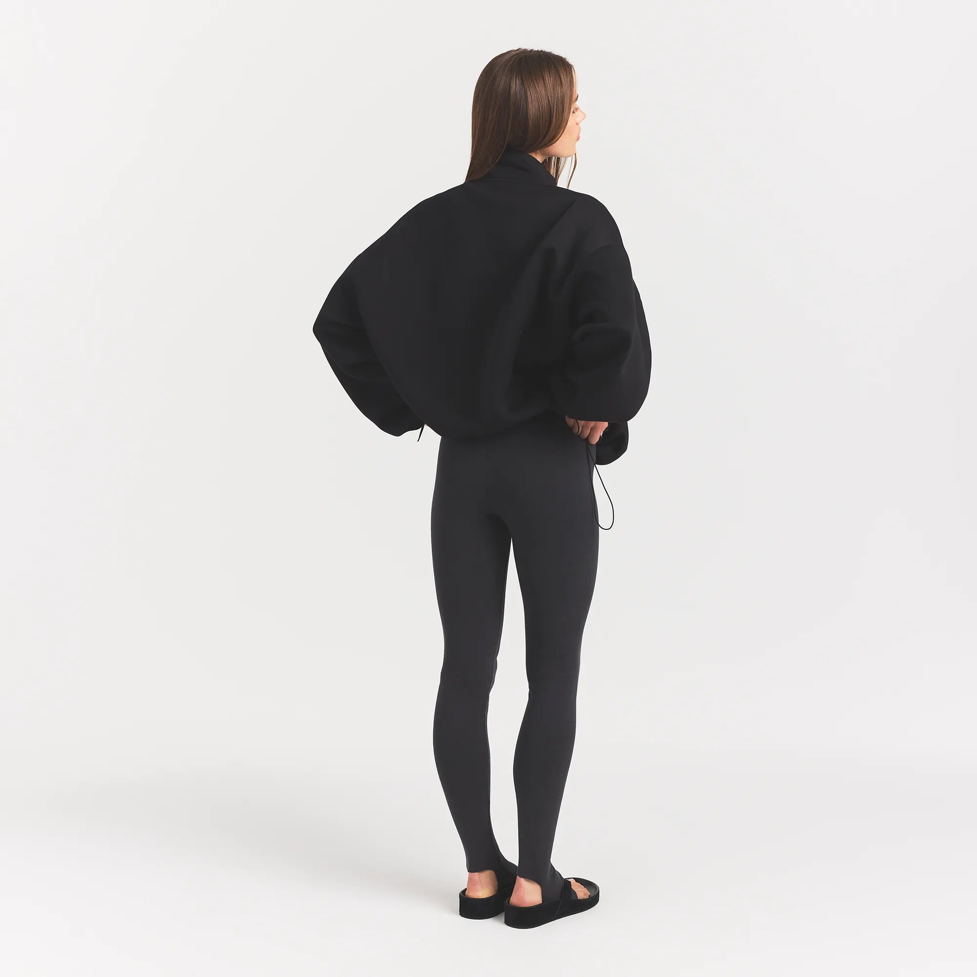 neoprene outerwear oversized mock neck jacket neoprene outerwear oversized mock neck jacket