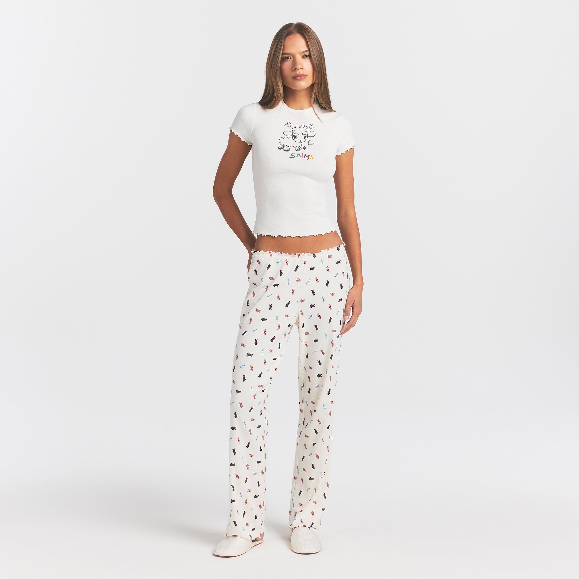 logo pointelle straight leg pant logo pointelle straight leg pant