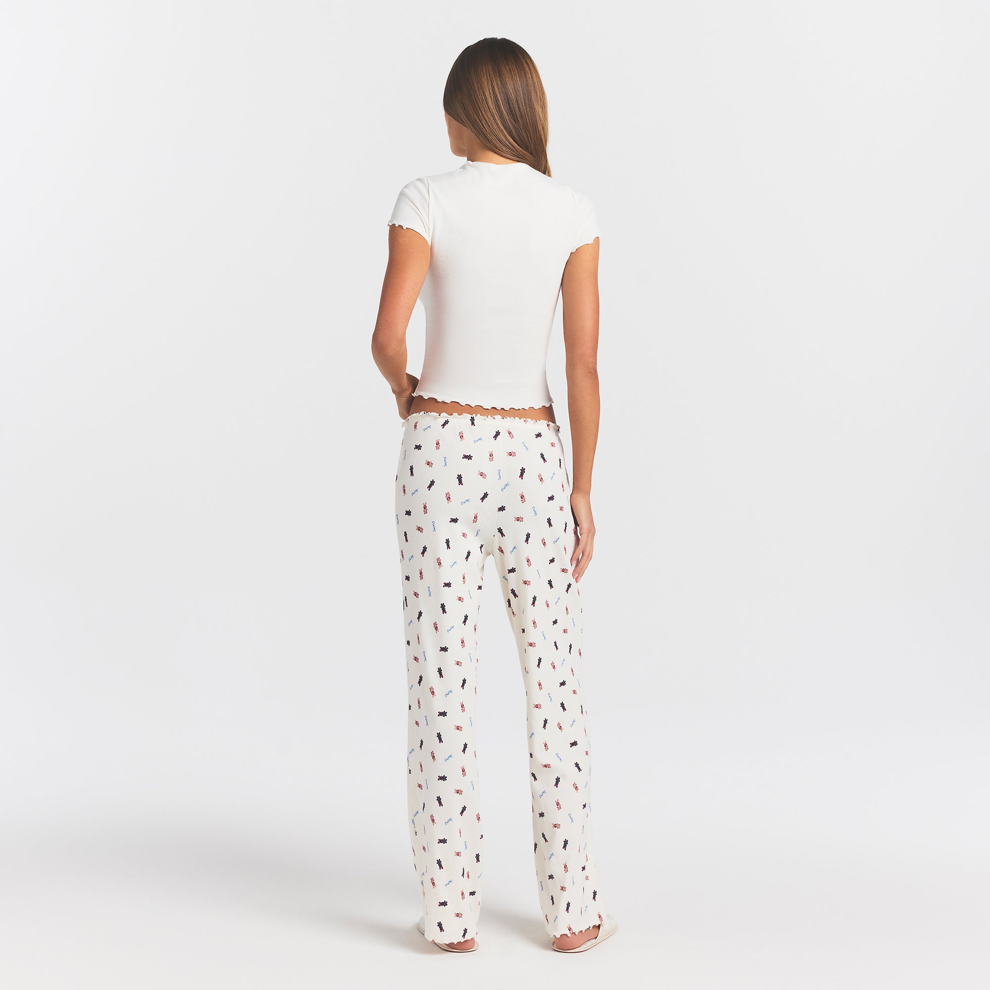 logo pointelle straight leg pant logo pointelle straight leg pant