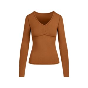 Home cotton jersey shirred bust long sleeve