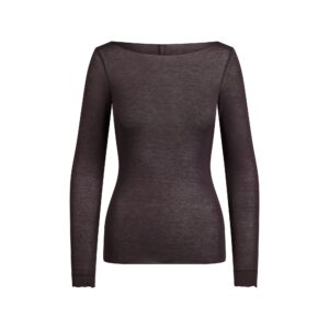 Home sheer modal long sleeve boatneck top