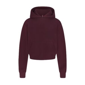 cotton fleece cropped hoodie with embossed logo