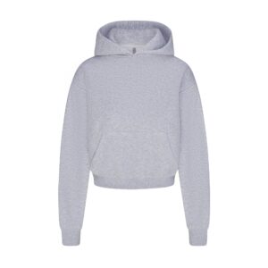cotton fleece cropped hoodie with embossed logo