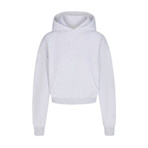 cotton fleece cropped hoodie with embossed logo