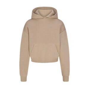 cotton fleece cropped hoodie with embossed logo