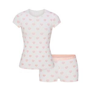 Home logo pointelle baby tee and micro short set