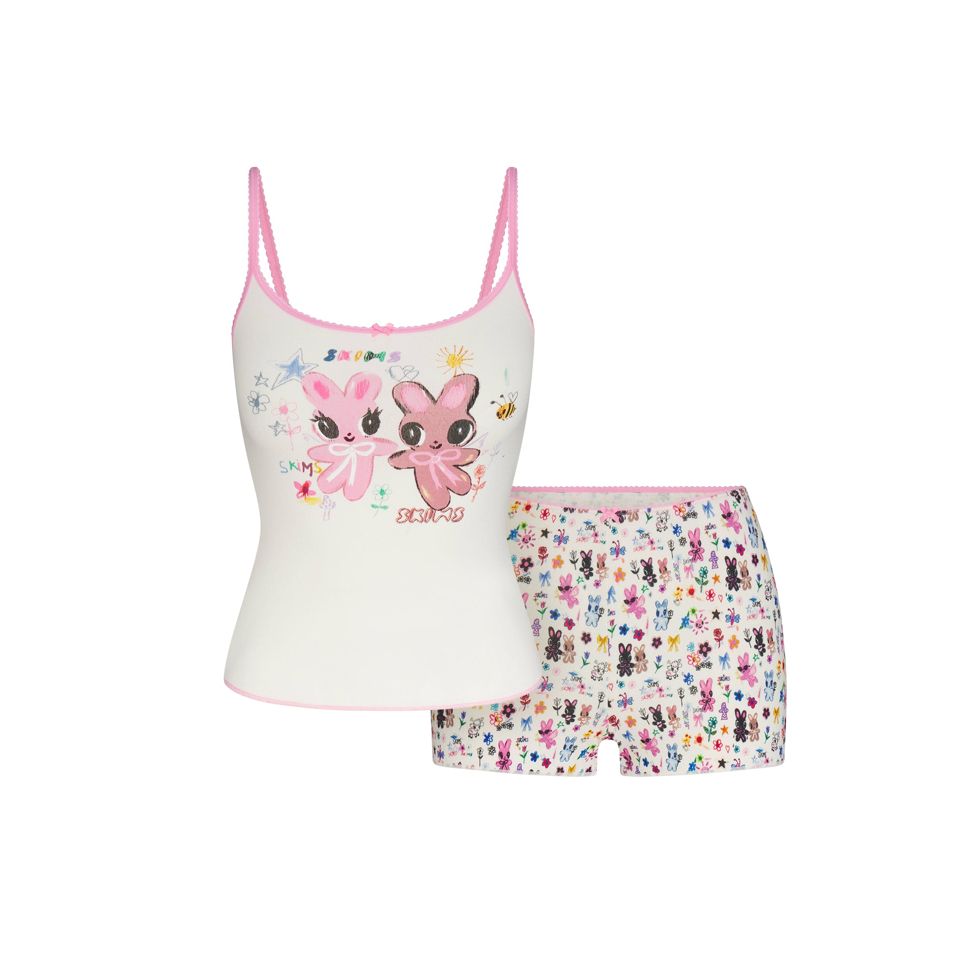logo pointelle cami and short set logo pointelle cami and short set