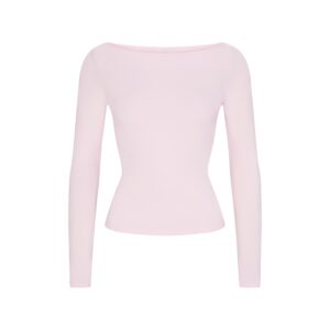 cotton jersey long sleeve boatneck top