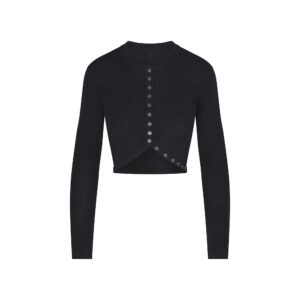 Home essential knit rounded cropped cardigan
