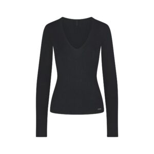 Home essential knit long sleeve v neck