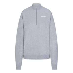 cotton fleece mock neck quarter zip with embossed logo