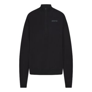 cotton fleece mock neck quarter zip with embossed logo