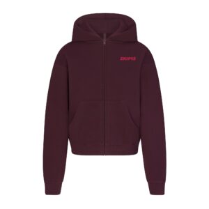 cotton fleece zip up hoodie with embossed logo