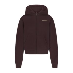 cotton fleece zip up hoodie with embossed logo