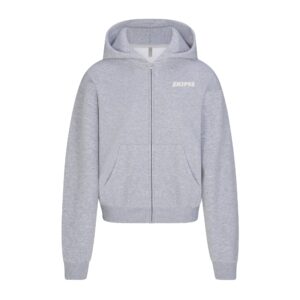 cotton fleece zip up hoodie with embossed logo