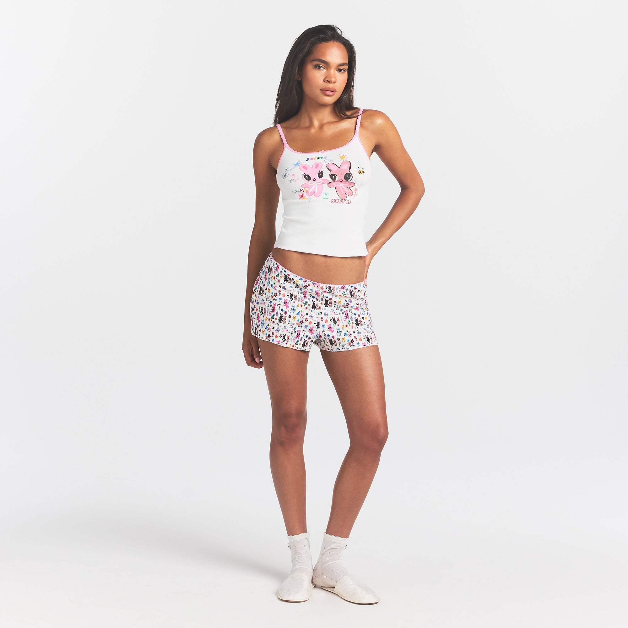 logo pointelle cami and short set logo pointelle cami and short set