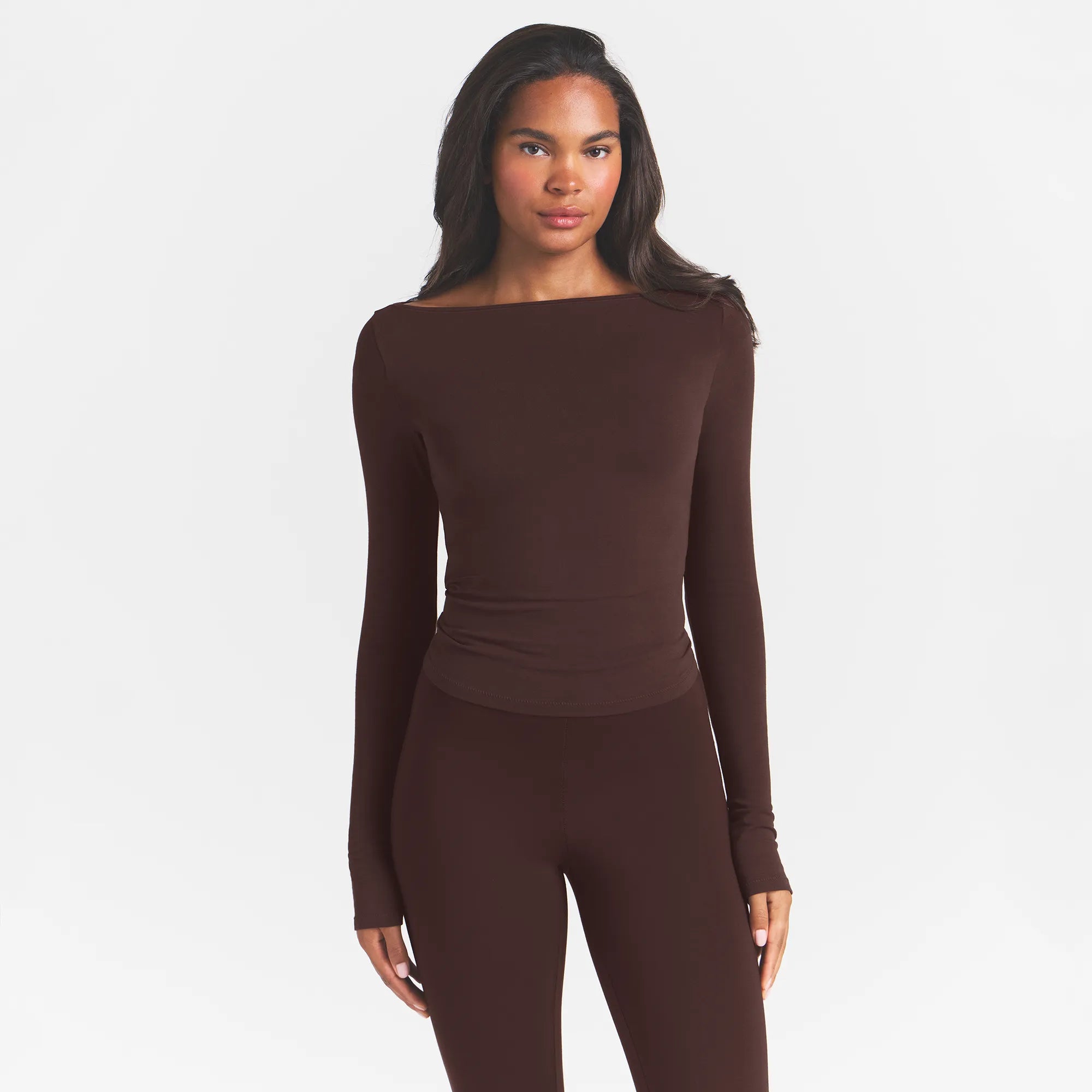 cotton jersey long sleeve boatneck top cotton jersey long sleeve boatneck top