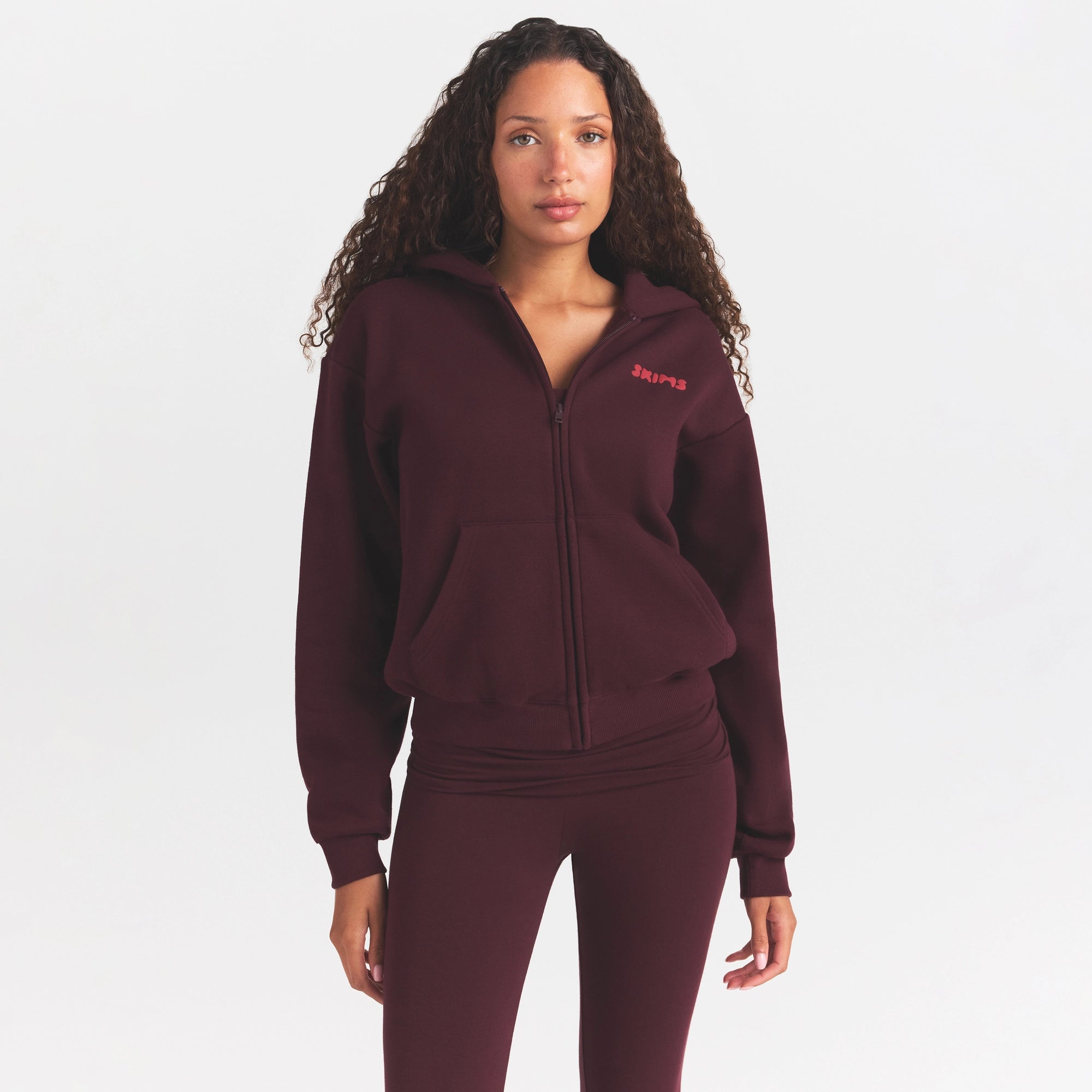 cotton fleece zip up hoodie with embossed logo cotton fleece zip up hoodie with embossed logo