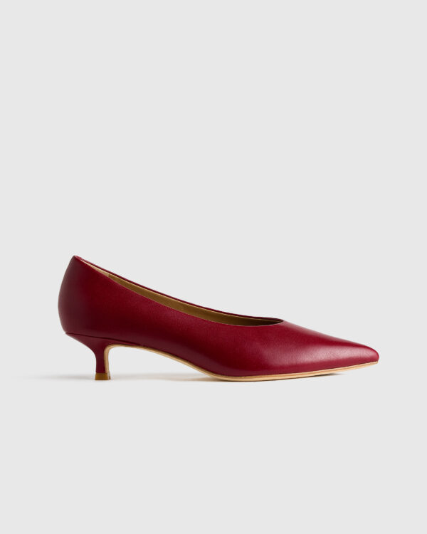 italian leather pointed toe 40mm kitten heel pump