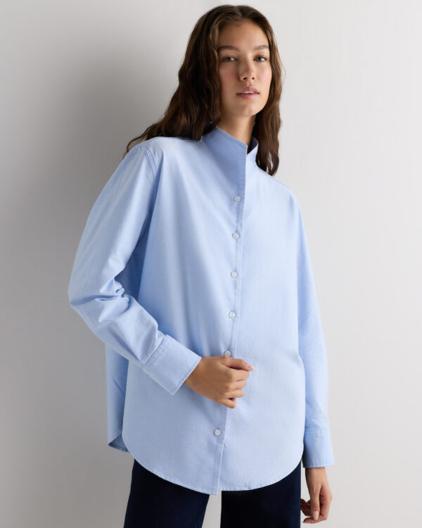 organic cotton oxford stand collar shirt