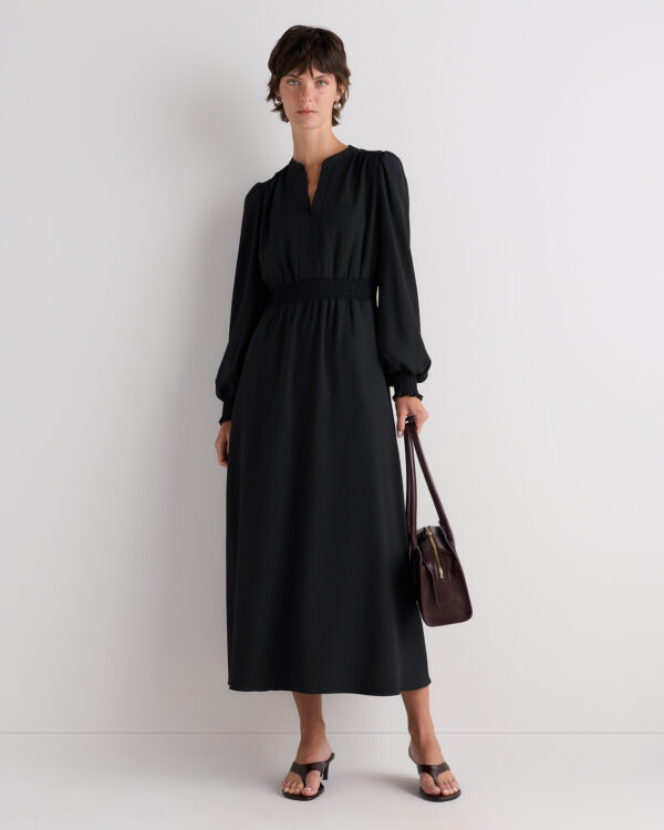 matte crepe long sleeve midi dress