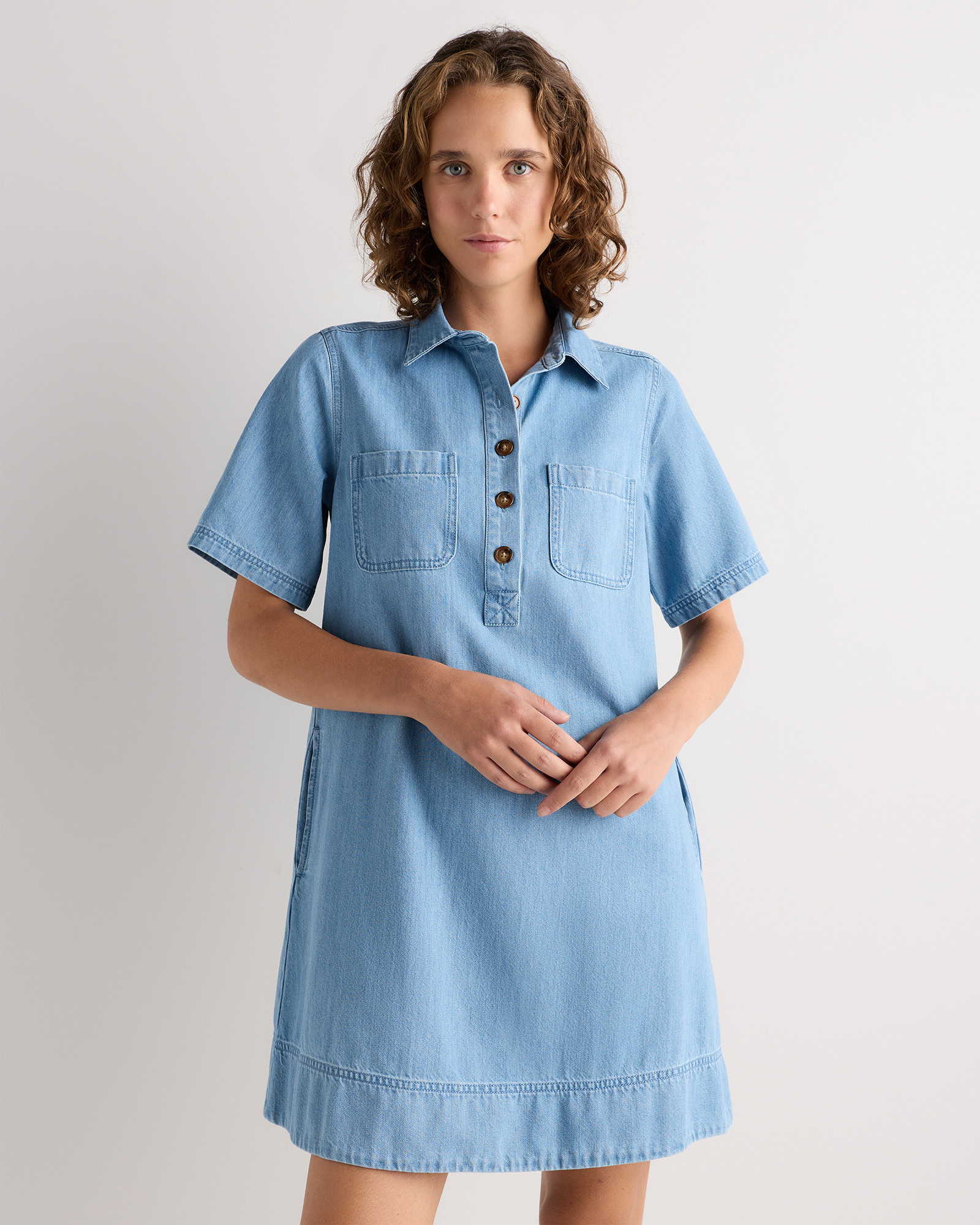 organic denim polo mini dress organic denim polo mini dress