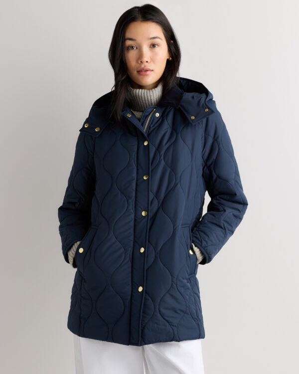 featherless quilted hooded long puffer jacket