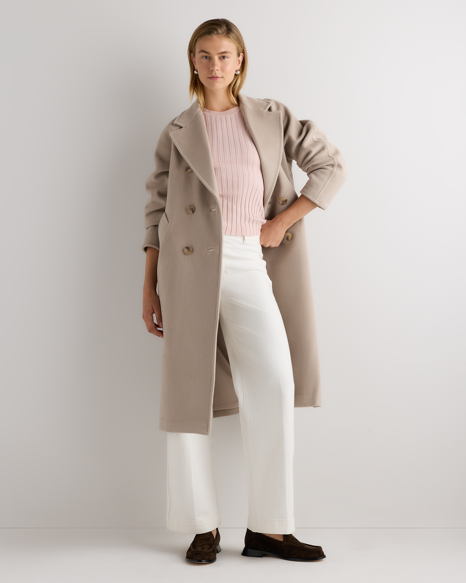 wool cashmere double breasted belted long coat wool cashmere double breasted belted long coat