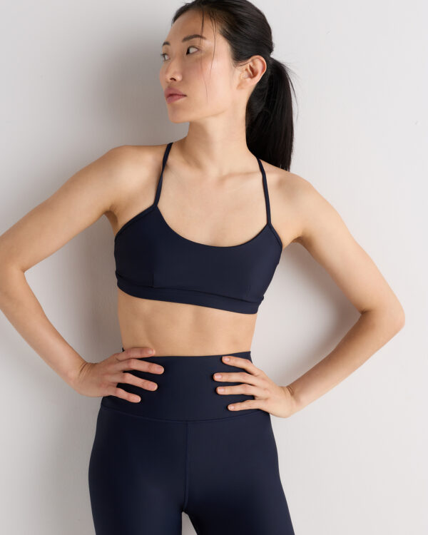 satin sculpt cross back adjustable sports bra